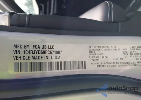 2023 Jeep Grand Cherokee 4Xe Overland из США, поврежденный, VIN 1C4RJYD69PC671807